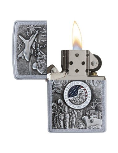 Encendedor Zippo texture  Military Defenders Of Freedom Emblem 24457 - Plateado