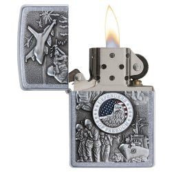 Encendedor Zippo texture  Military Defenders Of Freedom Emblem 24457 - Plateado