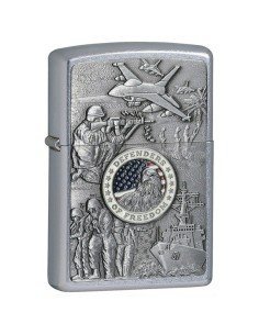 Encendedor Zippo texture  Military Defenders Of Freedom Emblem 24457 - Plateado