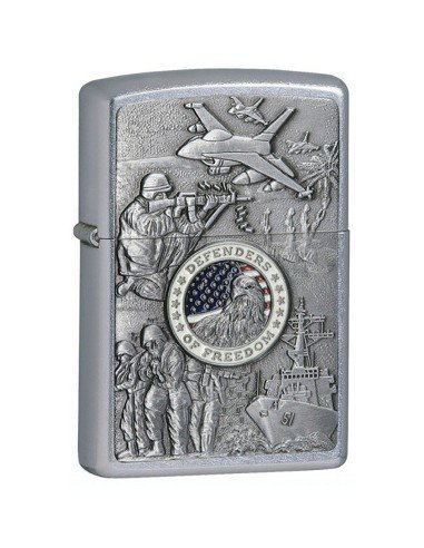Encendedor Zippo texture  Military Defenders Of Freedom Emblem 24457 - Plateado