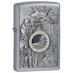 Encendedor Zippo texture  Military Defenders Of Freedom Emblem 24457 - Plateado