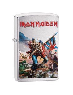 Encendedor Zippo Stamp Iron Maiden Trooper 29432 Brushed Chrome - Plateado