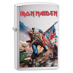 Encendedor Zippo Stamp Iron Maiden Trooper 29432 Brushed Chrome - Plateado