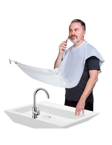 Capa Barbera para Afeitar Recoge el pelo Beard Pro  blanca