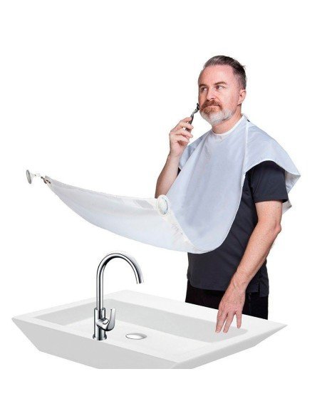 Capa Barbera para Afeitar Recoge el pelo Beard Pro  blanca