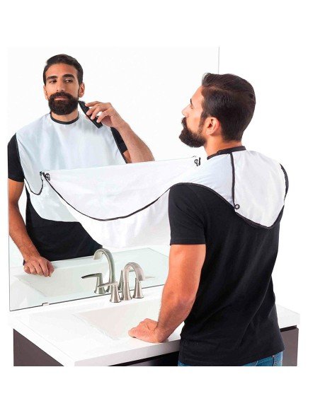 Capa Barbera para Afeitar Recoge el pelo Beard Pro  blanca