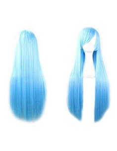 ⭐ Peluca Cosplay lisa 80cm Kanekalon Azul Celeste 2