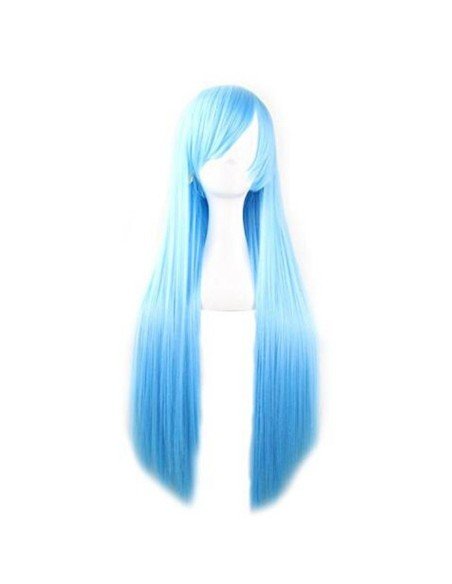 Peluca Cosplay lisa 80cm Kanekalon Azul Celeste