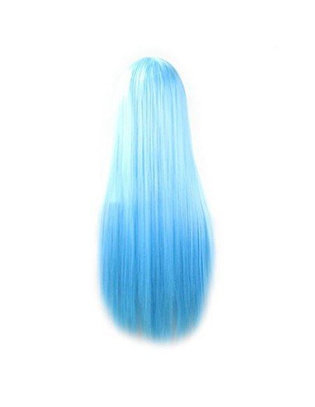 Peluca Cosplay lisa 80cm Kanekalon Azul Celeste