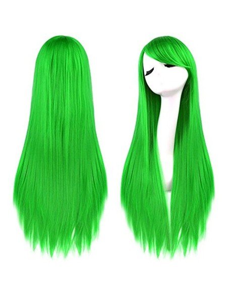 Peluca Cosplay lisa 80cm Kanekalon Verde