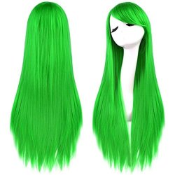 Peluca Cosplay lisa 80cm Kanekalon Verde