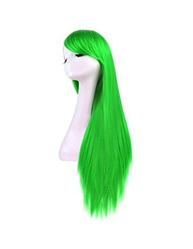 Peluca Cosplay lisa 80cm Kanekalon Verde