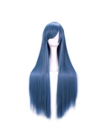 Peluca Cosplay lisa 80cm Kanekalon Azul Humo