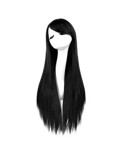 Peluca Cosplay lisa 80cm Kanekalon Negro 2