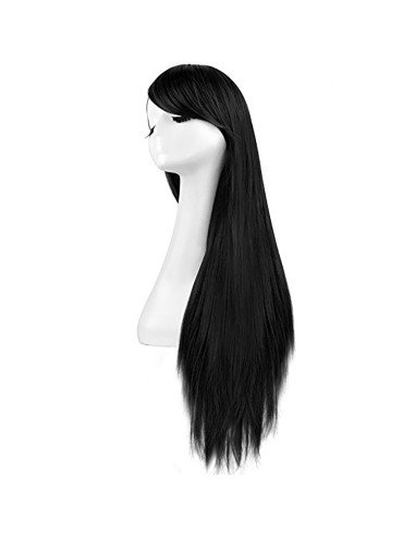 Peluca Cosplay lisa 80cm Kanekalon Negro