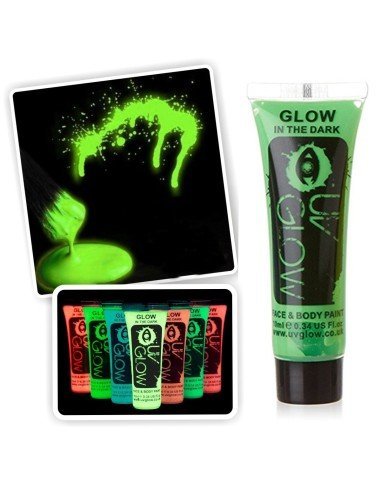 Pintura para el cuerpo Brilla en la oscuridad Paint glow In the dark Verde