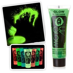 Pintura para el cuerpo Brilla en la oscuridad Paint glow In the dark Verde