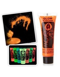 Pintura para el cuerpo Brilla en la oscuridad Paint glow In the dark Naranja 2