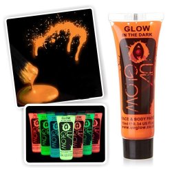 Pintura para el cuerpo Brilla en la oscuridad Paint glow In the dark Naranja