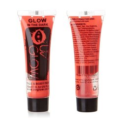 Pintura para el cuerpo Brilla en la oscuridad Paint glow In the dark Rojo