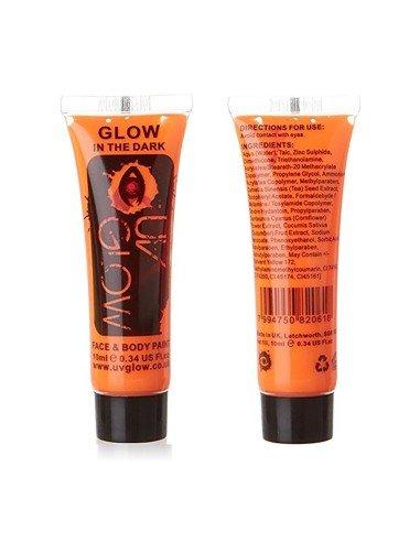 Pintura para el cuerpo Brilla en la oscuridad Paint glow In the dark Naranja