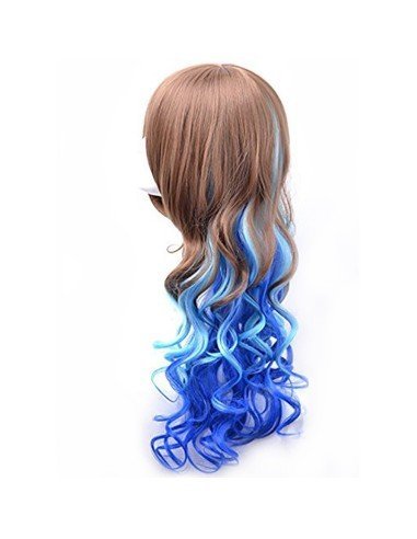 Peluca Bicolor Harajuku de kanekalon Cosplay de 70 y 80 cm de largo ideal para Halloween