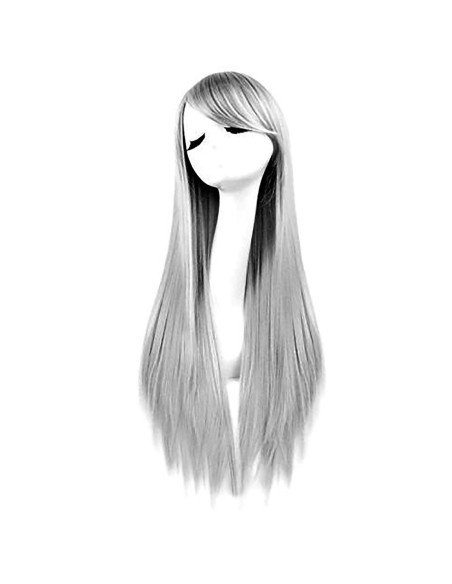 Peluca Cosplay lisa 80cm Kanekalon Plateado Peluca Cosplay lisa 80cm Kanekalon Plateado