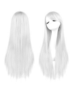 Peluca Cosplay lisa 80cm Kanekalon Blanco