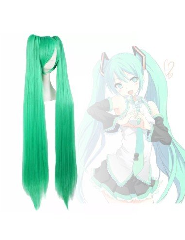 Peluca Miku 120cm con Colitas Verde Manzana