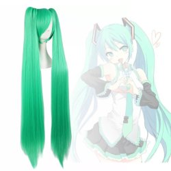 Peluca Miku 120cm con Colitas Verde Manzana