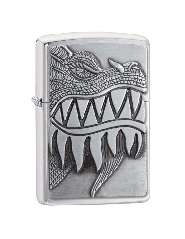 Encendedor Zippo texture Fire Breathing Dragon Brushed Chrome  - Plateado