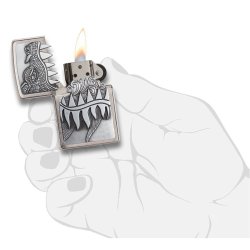 Encendedor Zippo texture Fire Breathing Dragon Brushed Chrome  - Plateado