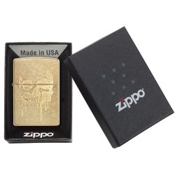 Encendedor Zippo Stamp Skull Lasser Gold Dusk Zippo 29401  - Dorado