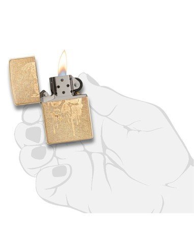 Encendedor Zippo Stamp Skull Lasser Gold Dusk Zippo 29401  - Dorado