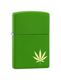 Encendedor Zippo Stamp Green Hoja de Hierba 29588  - Negro