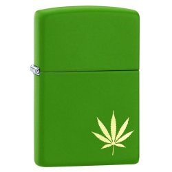 Encendedor Zippo Stamp Green Hoja de Hierba 29588  - Negro