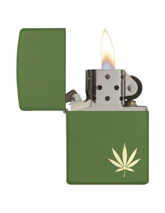 Encendedor Zippo Stamp Green Hoja de Hierba 29588  - Negro 2