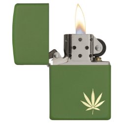 Encendedor Zippo Stamp Green Hoja de Hierba 29588  - Negro
