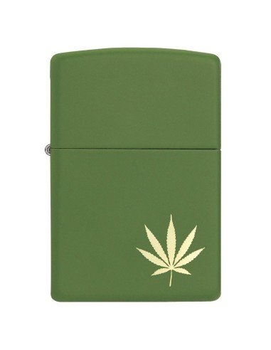 Encendedor Zippo Stamp Green Hoja de Hierba 29588  - Negro