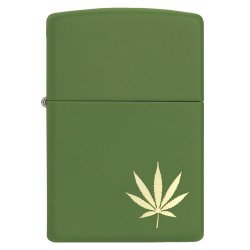 Encendedor Zippo Stamp Green Hoja de Hierba 29588  - Negro