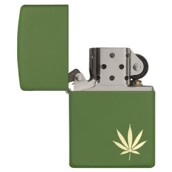 Encendedor Zippo Stamp Green Hoja de Hierba 29588  - Negro