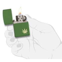 Encendedor Zippo Stamp Green Hoja de Hierba 29588  - Negro