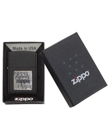 Encendedor Zippo TextureBlack Crackle Emblem 362 - Negro