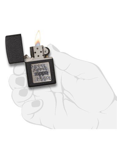 Encendedor Zippo TextureBlack Crackle Emblem 362 - Negro