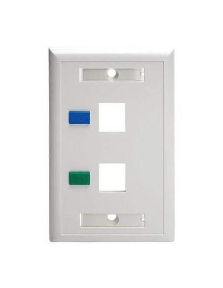 Tapa Face Plate Doble en ABC para Red RJ45