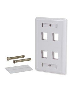 Tapa Face Plate Cuadruple en ABC para Red RJ45