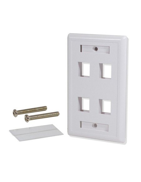 Tapa Face Plate Cuadruple en ABC para Red RJ45