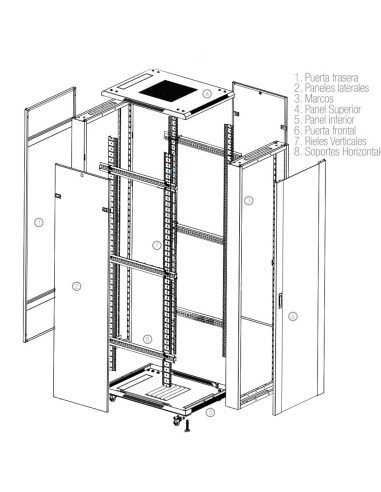 Gabinete Metálico de Piso Tipo Rack 60 x 80 x 45U (AxPxAL) 600*800*2200