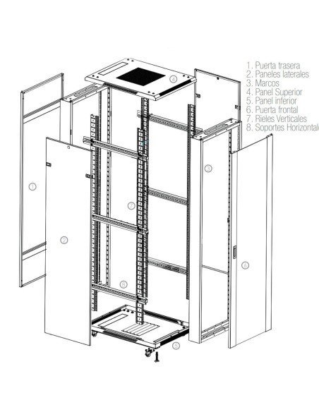 Gabinete Metálico de Piso Tipo Rack 60 x 80 x 45U (AxPxAL) 600*800*2200