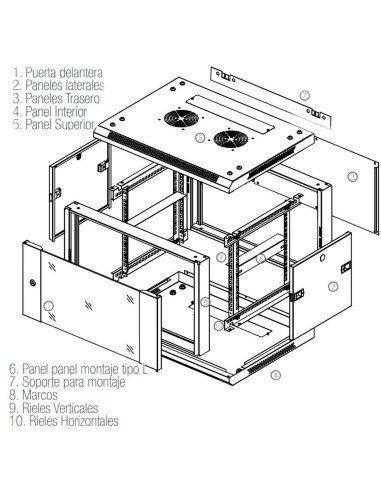 Gabinete Metálico de Pared Tipo Rack 60 x 50 x 6U (AxPxAL) 600*500*266